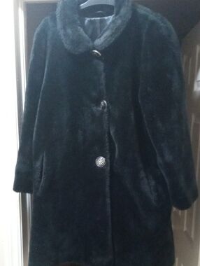 $40 T0DAY✔Nuko Black Faux Fur Pea Coat with Decorative Buttons